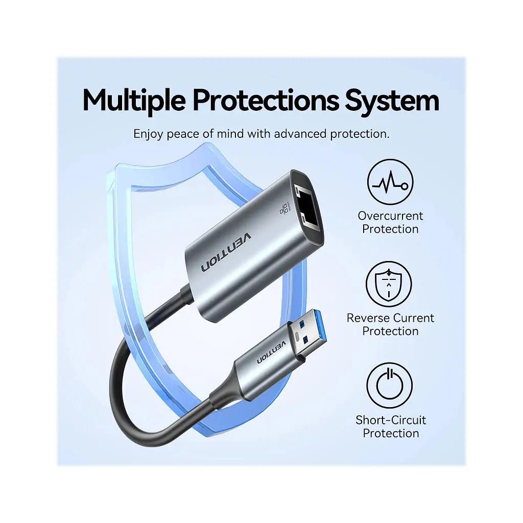 Переходник USB-C + USB A to RJ45 Ethernet 1000Mbps 0.15m aluminum gray Vention (CFQHB) - фото 7