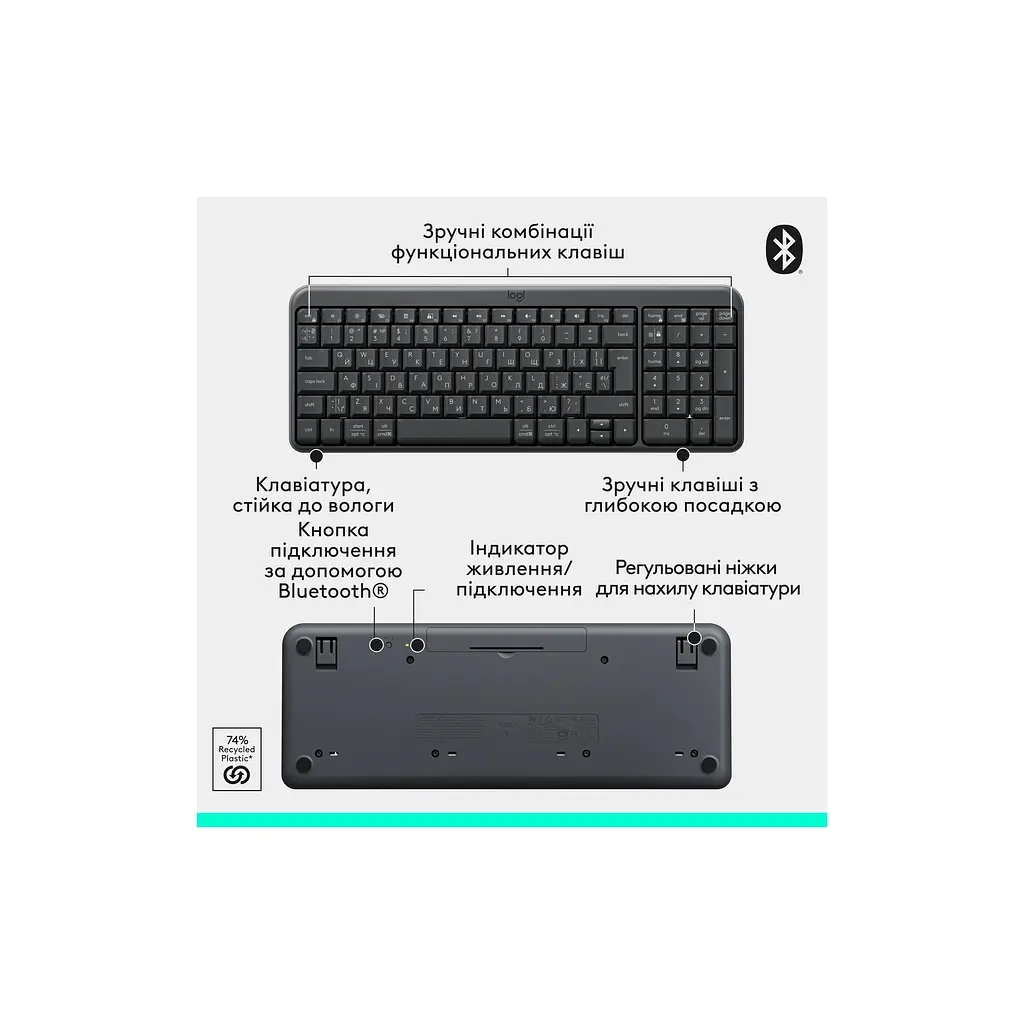 Комплект Logitech MK250 Bluetooth/Wireles UA Graphite (920-013823) - фото 8