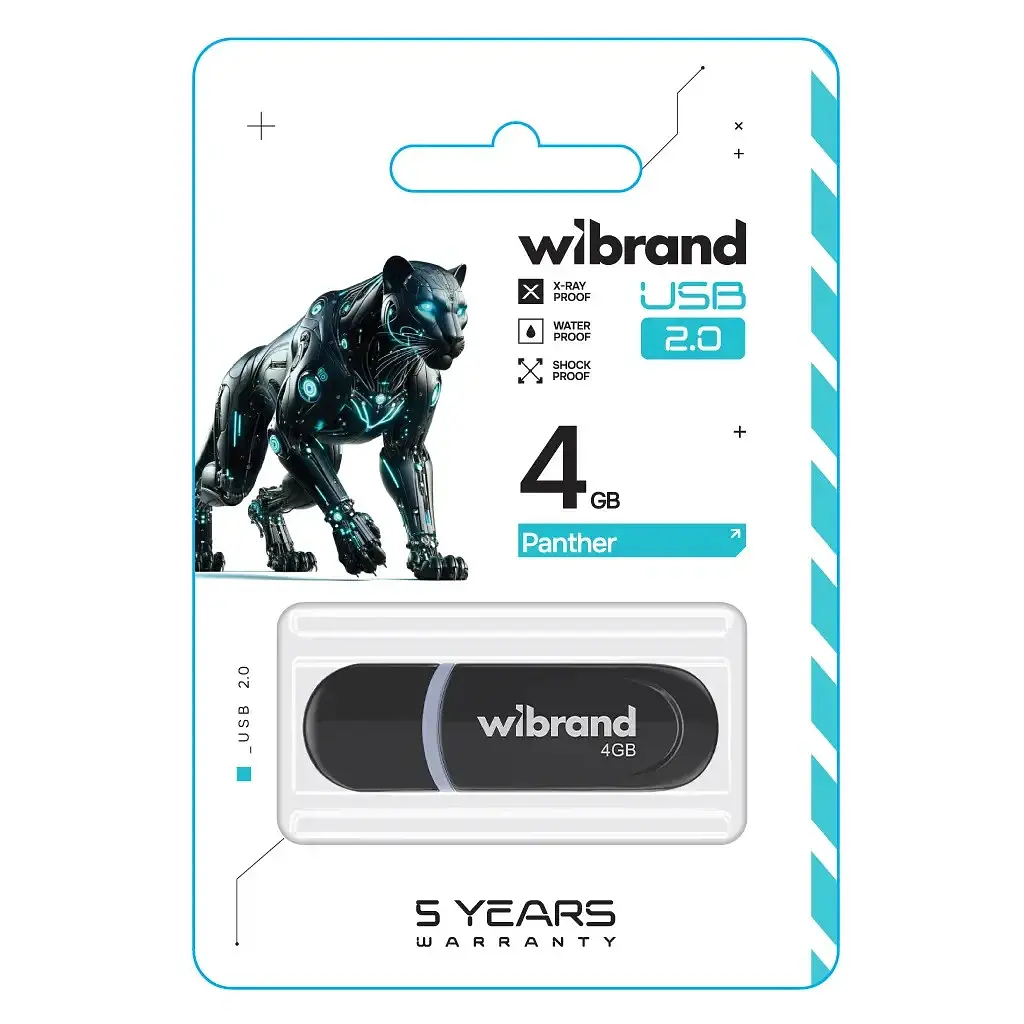 USB флеш накопичувач Wibrand 4GB Panther Black USB 2.0 (WI2.0/PA4P2B) - фото 2