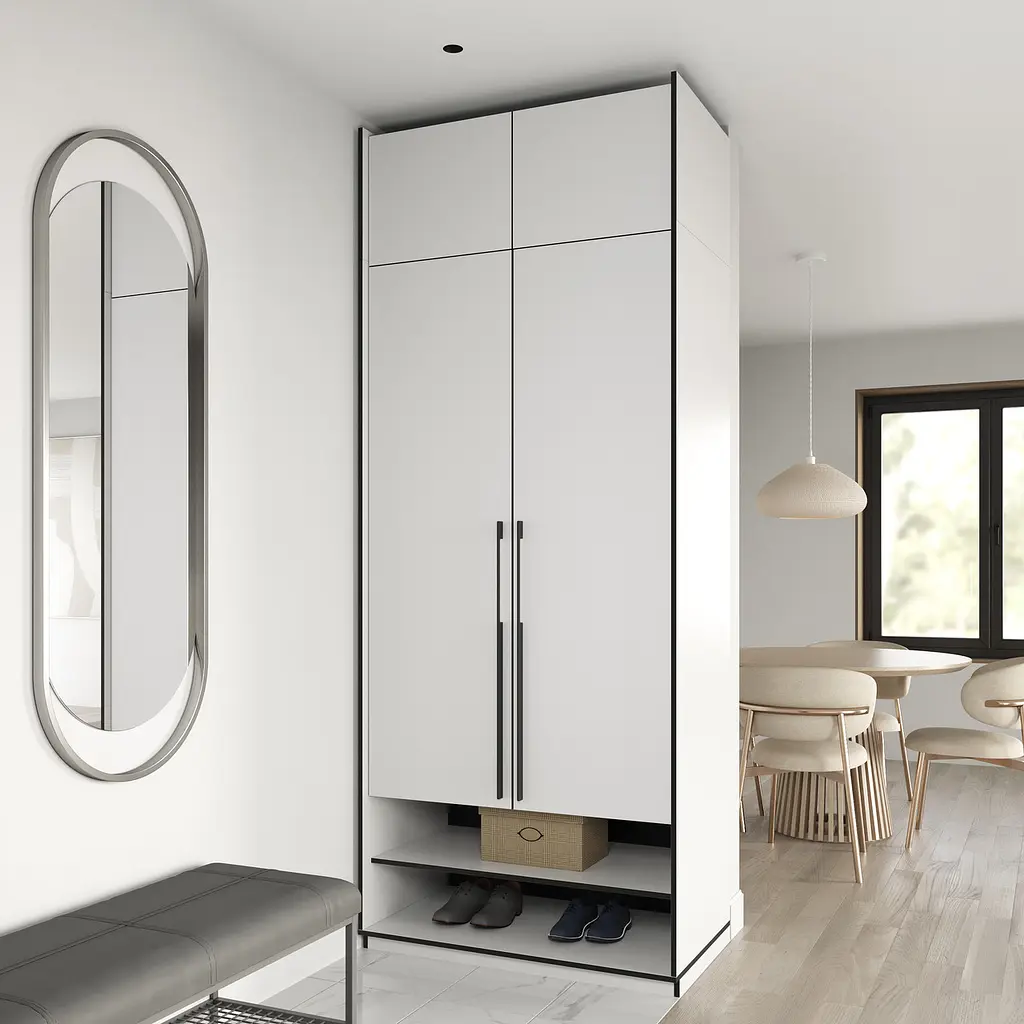 Шафа для одягу Flamecame зі штангою на 2 двері у передпокій FR-04 Білий - фото 3