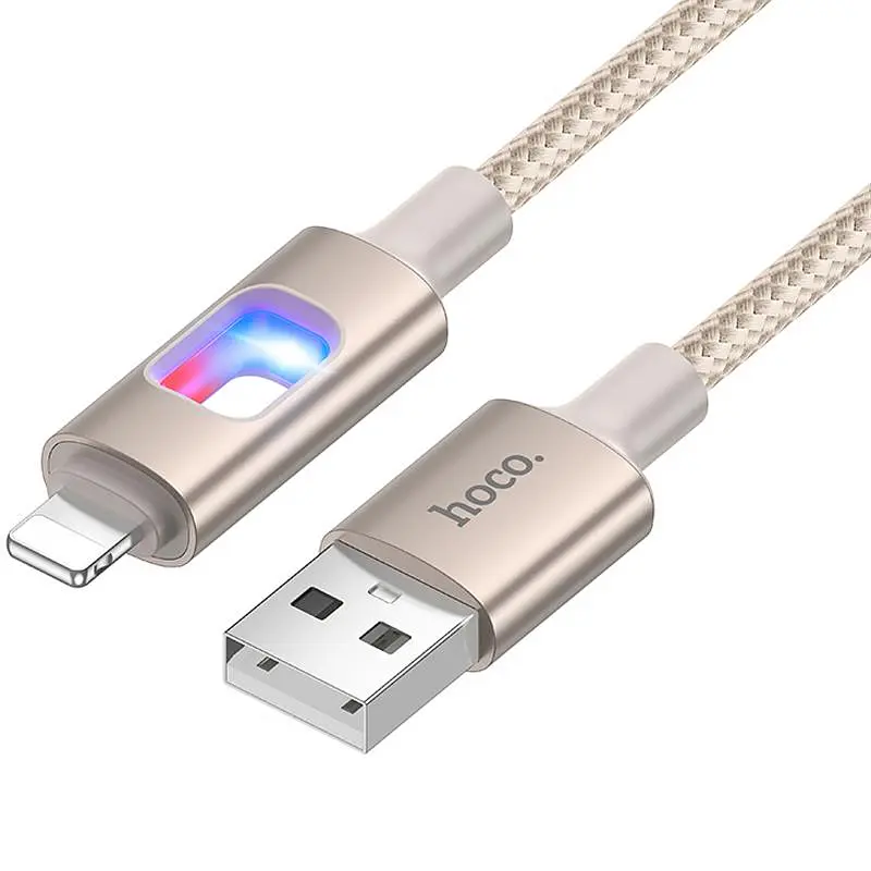 Дата кабель Hoco U144 New USB to Lightning 2.4A (1.2m) Gold - фото 2