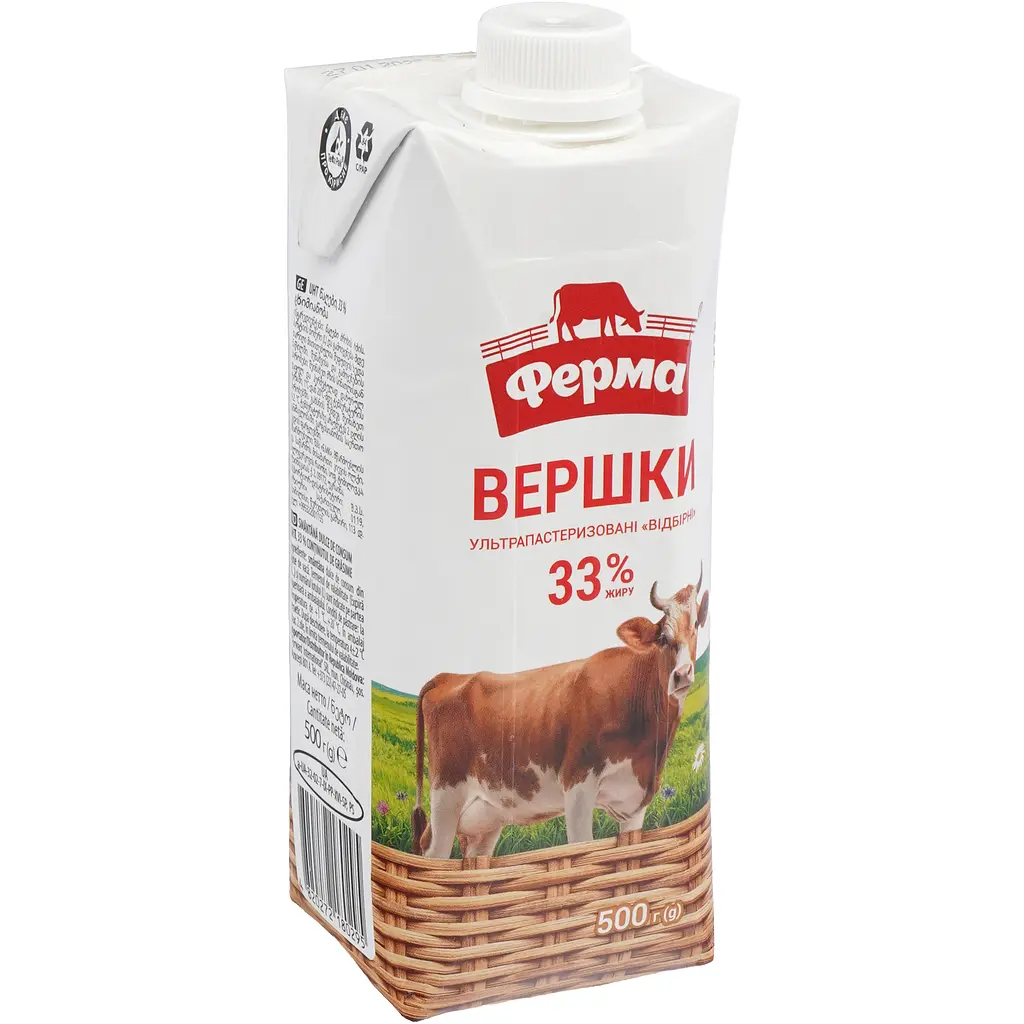 Вершки Ферма Відбірні ультрапастеризовані 33% 500 г - фото 2