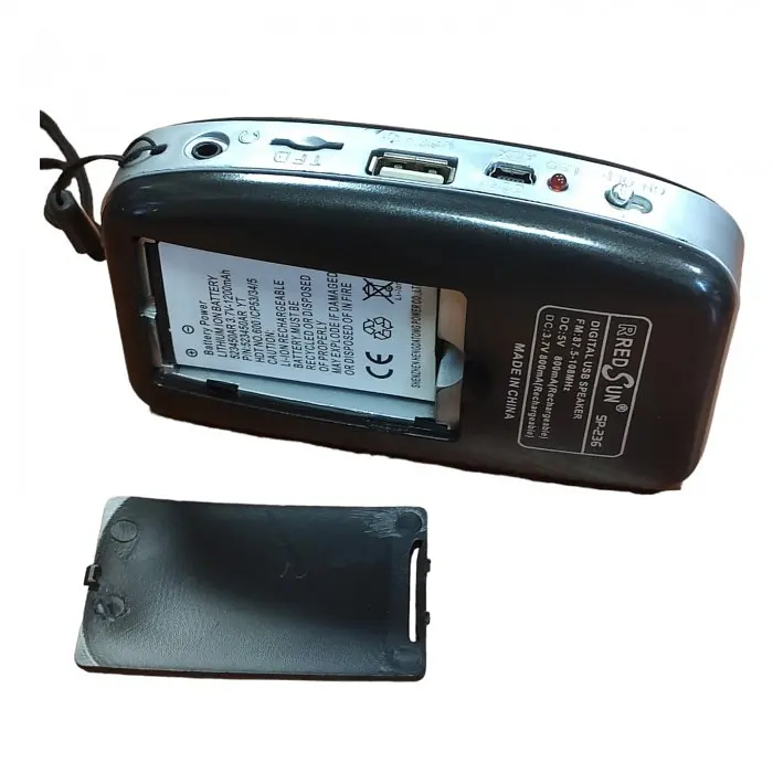 Радіоприймач переносний всеволновий на акумуляторі чорний Red Sun SP-236 micro SD - фото 3