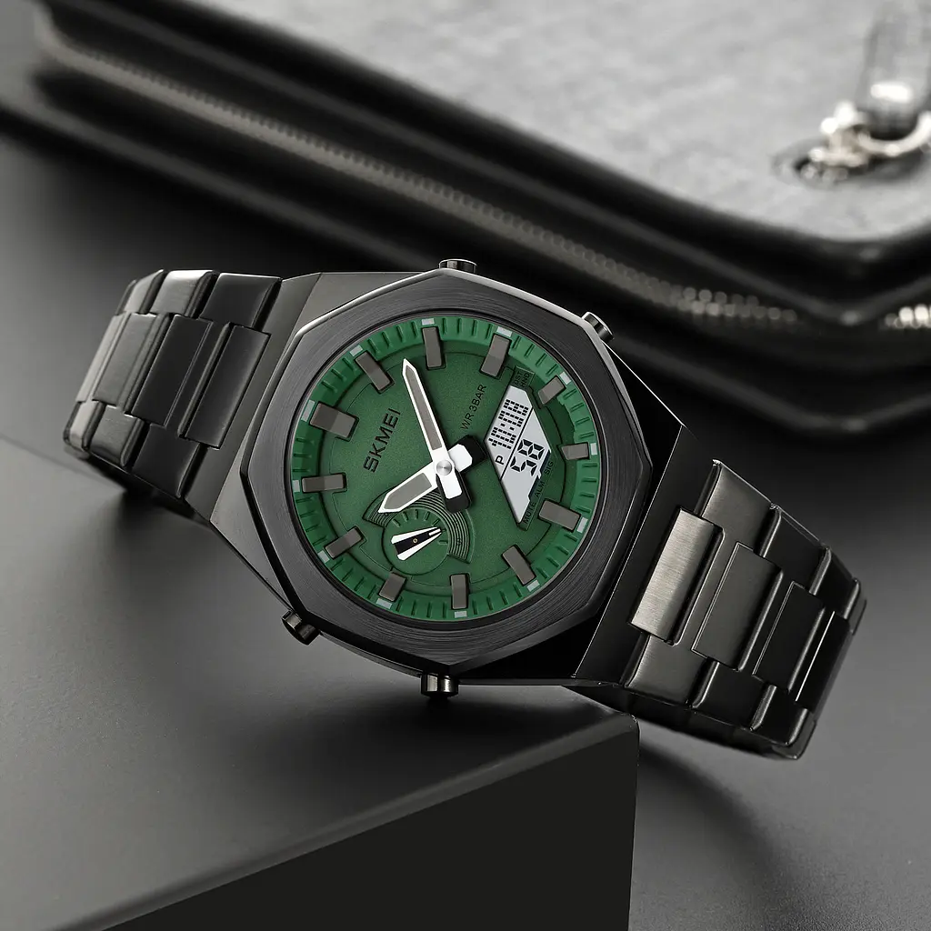 Наручний годинник чоловічий 1816BKGNWT Black-Green-White Skmei acs0030573 - фото 4