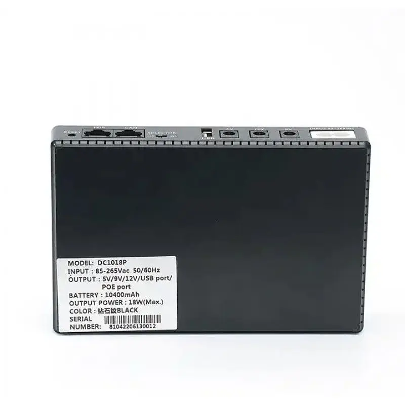 ИБП UPS для роутера DC1018P 12V/ 9V/ 5V 10400 mAh для устройств постоянного тока DC дизайн 2 черный - фото 2