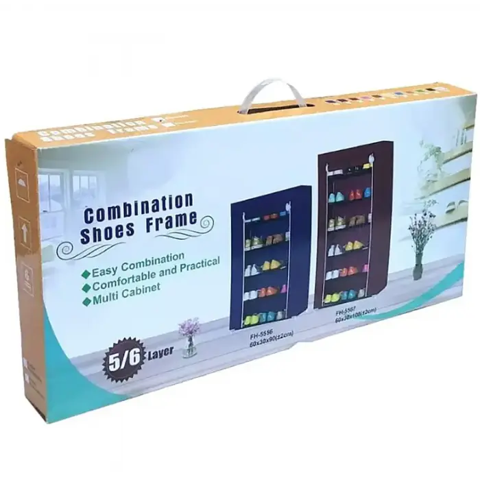 Стеллаж тканевый для хранения обуви Combination Shoe Frame 60X30X90 Синий - фото 4