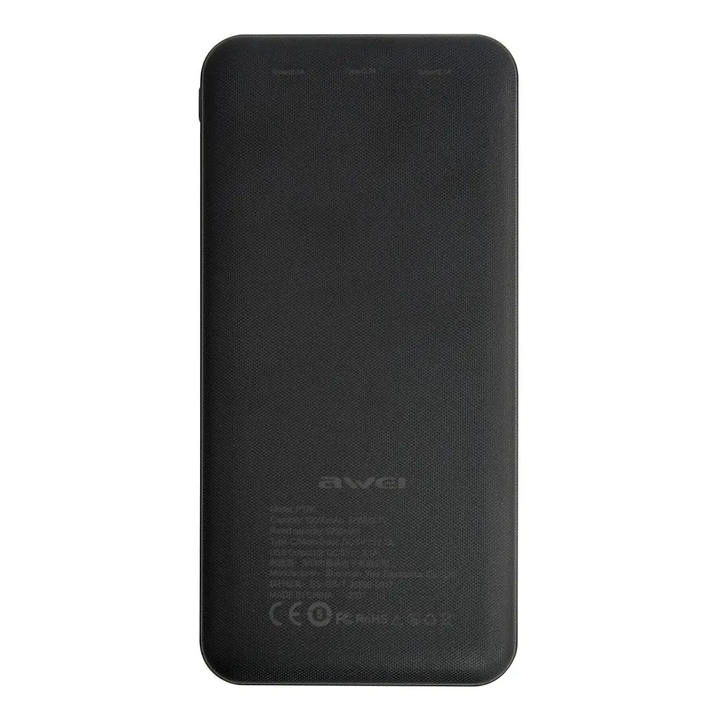 Повербанк 10000mAh портативная зарядка для телефона черная Awei P37K Power Bank - фото 5