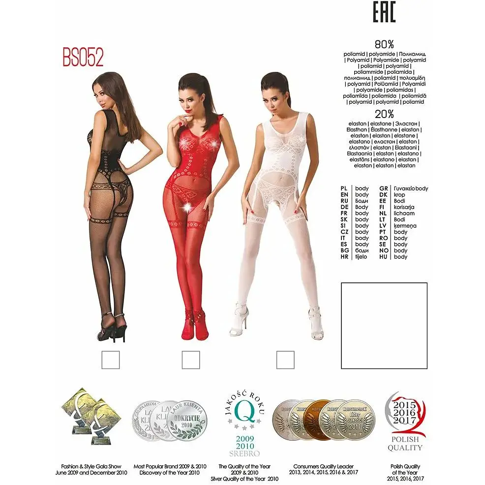Бодістокінг Passion BS052 Red, комбінезон, імітація корсета з підтяжками, панчох і трусиків - фото 5