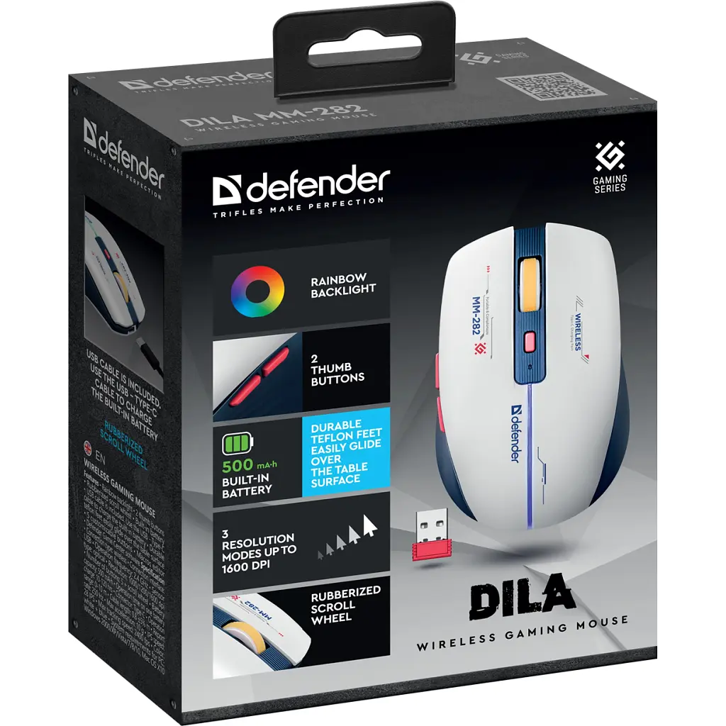 Мишка Defender Dila MM-282 Wireless White/Blue (52282) - фото 4