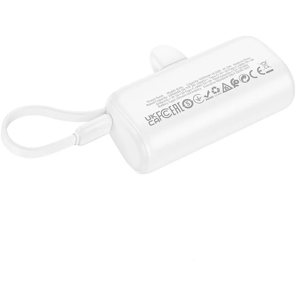 Внешний аккумулятор Borofone BJ41 Pocket 5000mAh White [123608] - фото 2