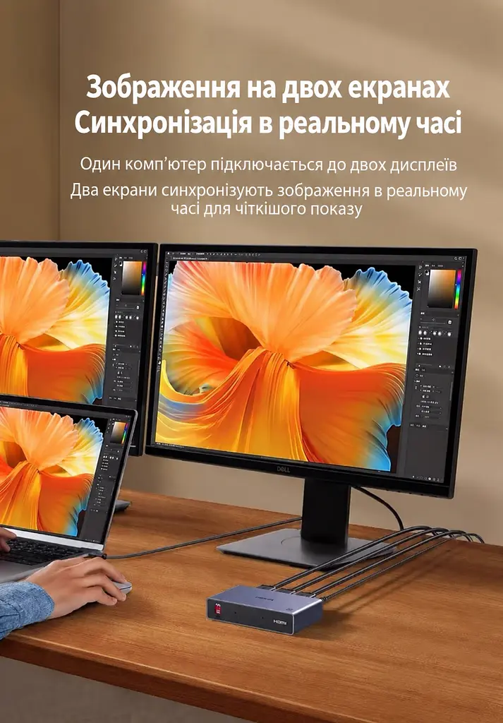 Розподільник відеосигналу UGREEN CM694 сплітер 1 вхід 2 виходи HDMI 2.1 8K 60 Гц 4K 240 Гц (25149) - фото 7