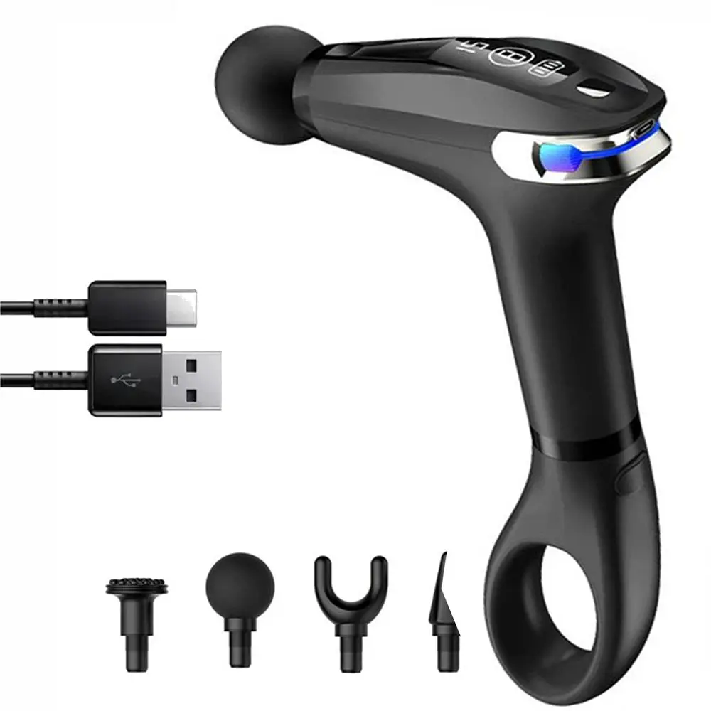 Масажер для мʼязів акумуляторний Inspire HB-005 перкусійний з 4 насадками USB-зарядка потужність 30 Вт