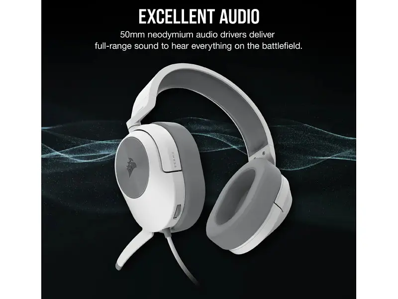 Навушники з мікрофоном Corsair HS55 Stereo White (CA-9011261) - фото 3