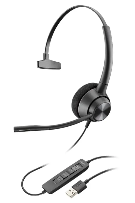 Гарнітура комп'ютерна моно On-ear EncorePro 310, USB-A, всеспрямований, noise cancelling, чорни Poly teh0013139 - фото 2