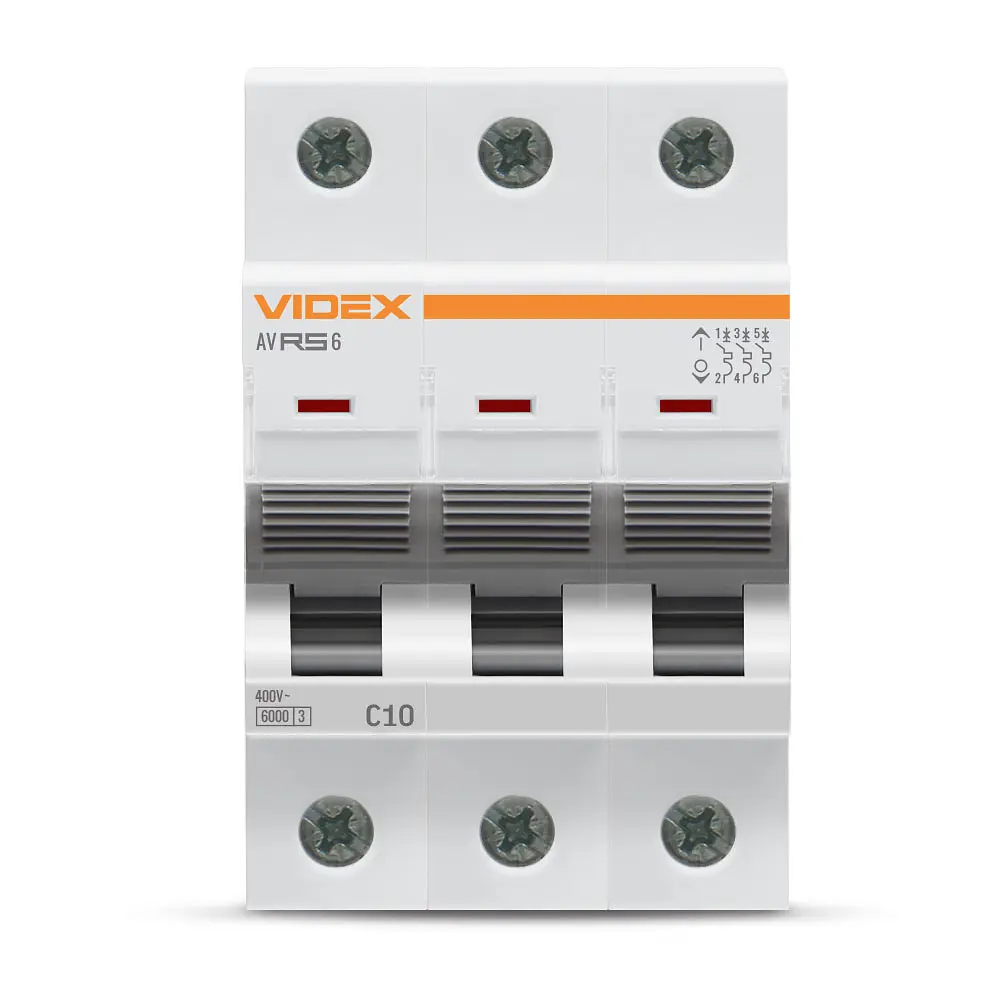 Автоматичний вимикач RS6 3п 10А 6кА С VIDEX RESIST VIDEX (26581-000) - фото 2