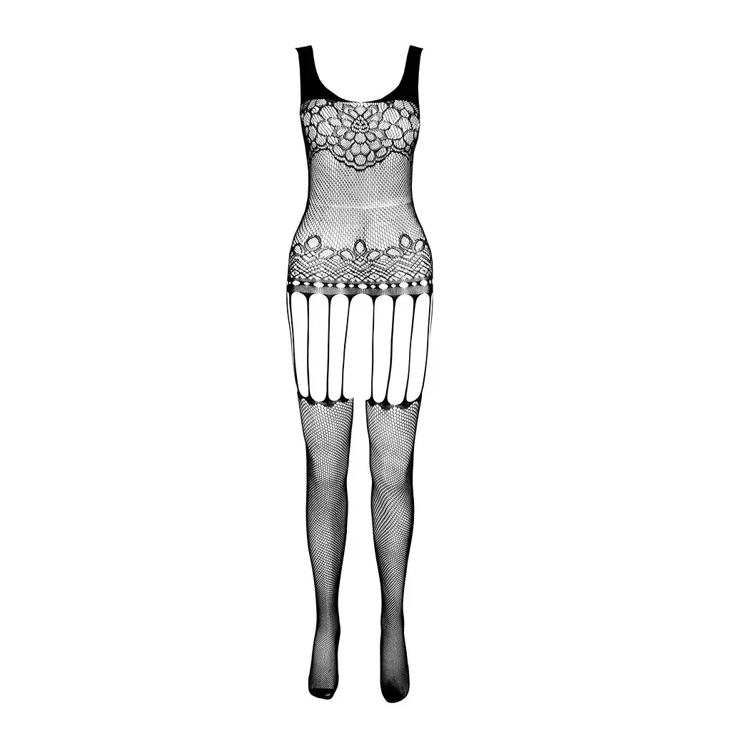 Бодістокінг Passion ECO BS001 One Size white, з доступом, імітація підв’язок, флористичний декор - фото 3