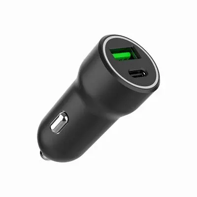 Зарядний пристрій Gembird 1xUSB-A (18W QC3.0) + 1xUSB-C (20W PD) black (TA-UC-A2PDQC20-CAR-01) - фото 3