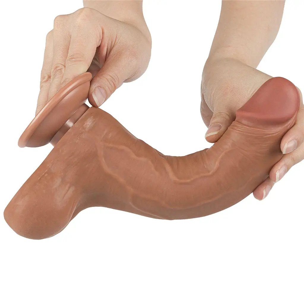 Фаллоимитатор Lovetoy Sliding-Skin Dual Layer Dong 8.5apos;apos; 22 см (коричневый) - фото 2
