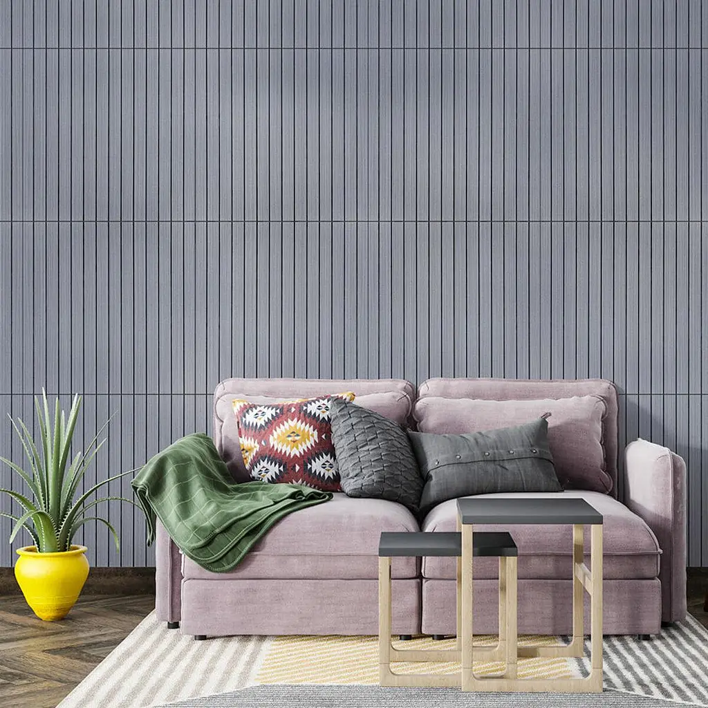 Покриття вінілове самоклеюче 3D рейки Sticker Wall 600х600х2.8мм Тик сивий SW-00002206 - фото 6