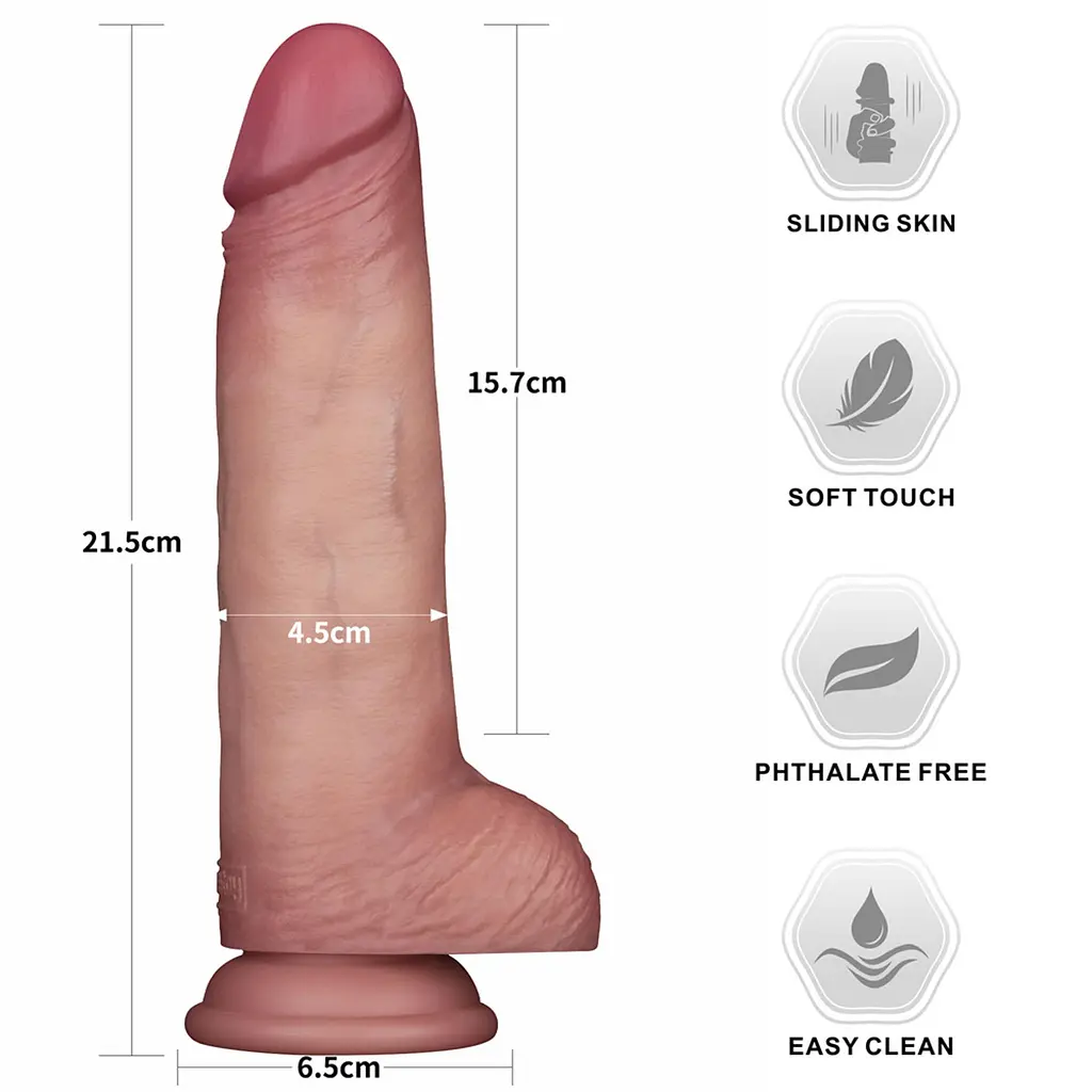 Фалоімітатор - Sliding Skin Pro II Dual Layer Silicone Dong 8.5" Flesh - фото 3
