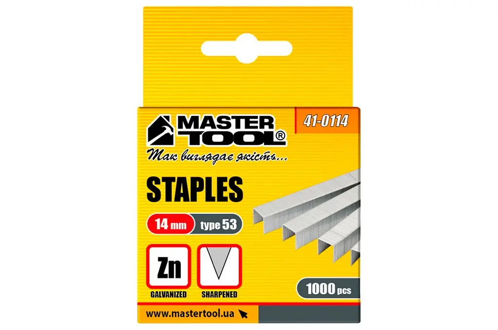 Скоби для будівельного механічного степлера MasterTool Титул 14 x 0.7 x 11.3 мм в упаковці 1000 шт. - фото 2