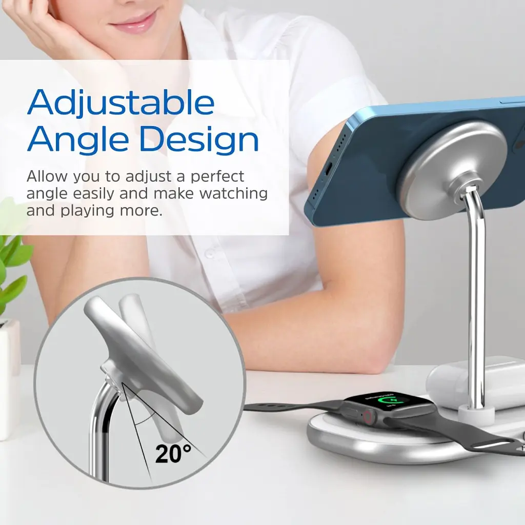 Зарядное устройство Energizer 15W 3-in-1 Magnetic Wireless Fast Charger white (WCP303) - фото 3