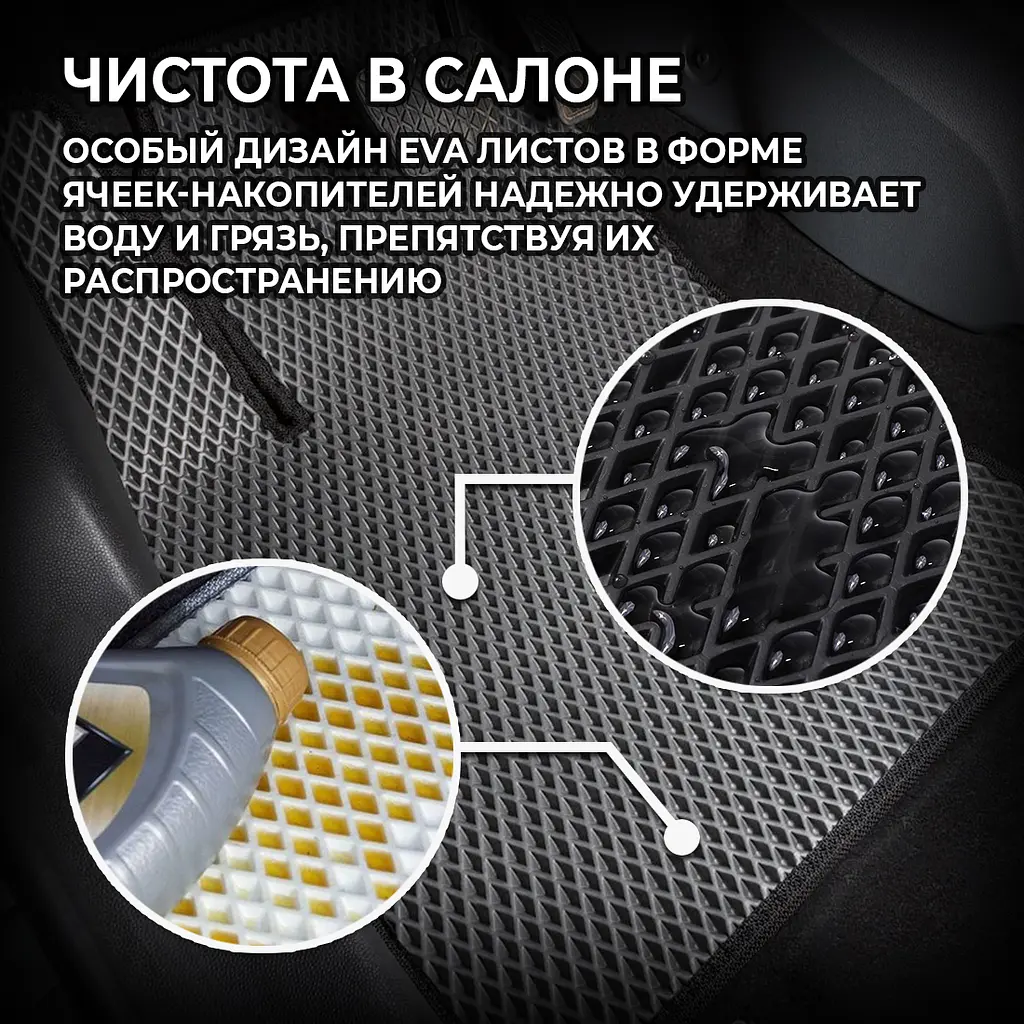 Килимки в салон EVA для Volkswagen Passat B7 USA AKП 2010- (Металевий підп'ятник) Коричневі-Коричневий кант 5 шт - фото 4