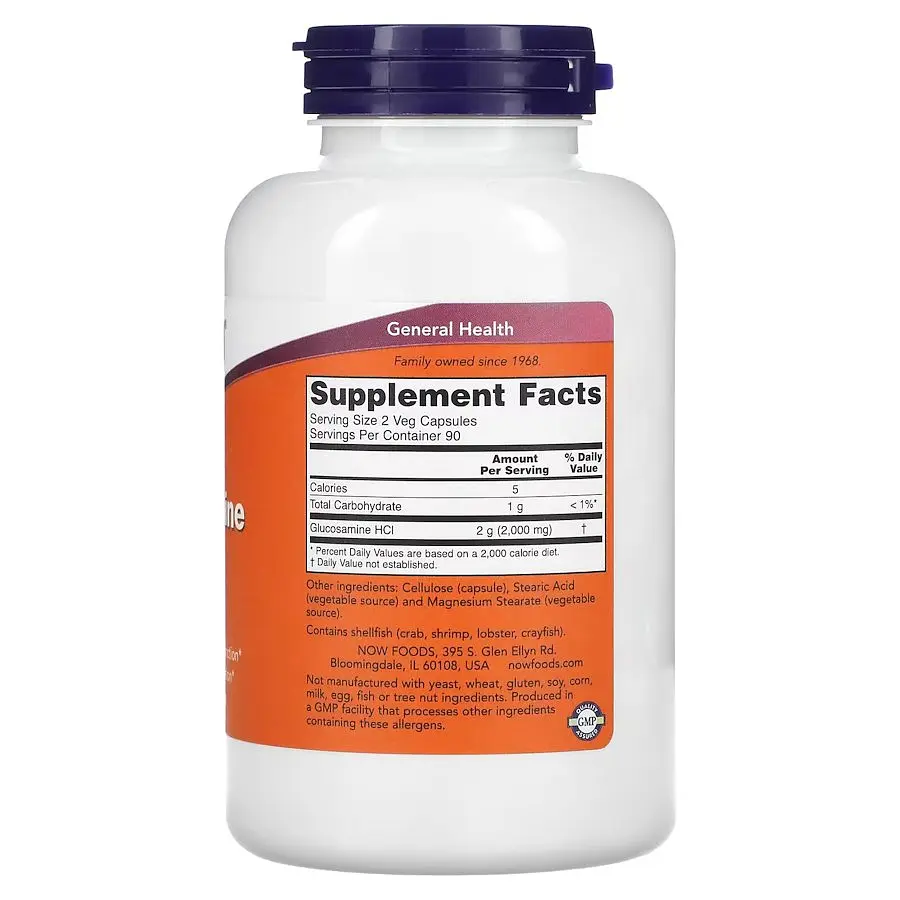 Препарат для суглобів і зв'язок NOW Glucosamine 1000 mg, 180 вегакапсул - фото 2