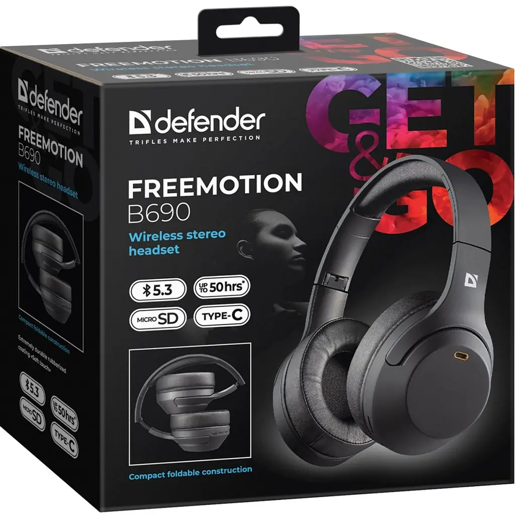 Гарнітура Defender FreeMotion B690Bluetooth + 3.5 мм Black (63690) - фото 4