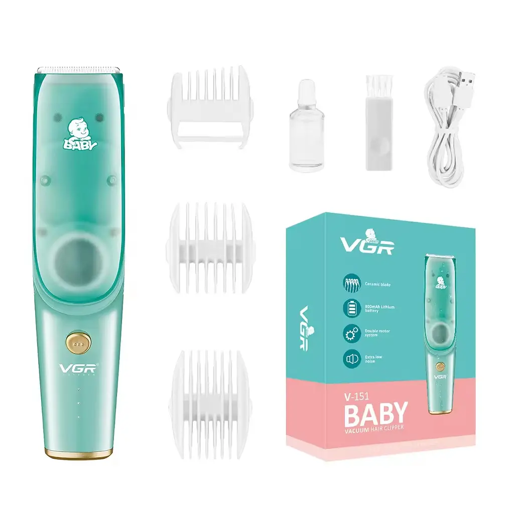 Машинка для стрижки дітей VGR V-151 Baby 3 насадки IPX7 800mAh 5W Blue - фото 2