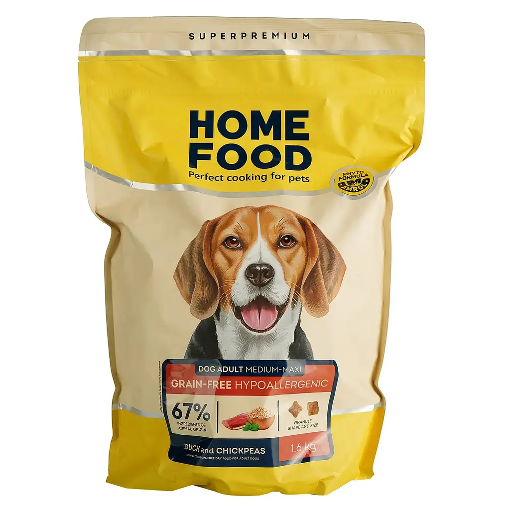 Сухий корм Home Food для дорослих собак середніх та великих порід беззерновий гіпоалергенний Качка та нут 1.6 кг - фото 2