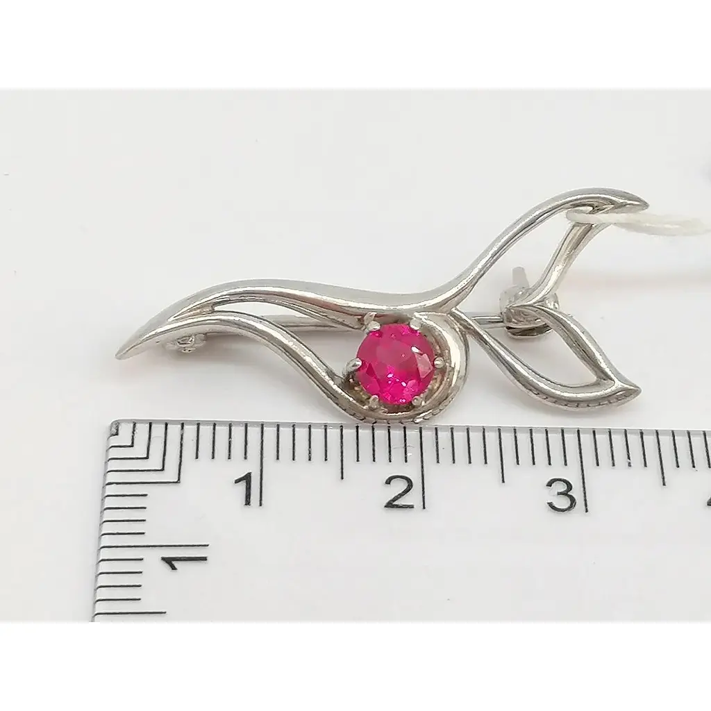 Срібна брошка Гаразд з фіанітом. 5582964 - фото 4