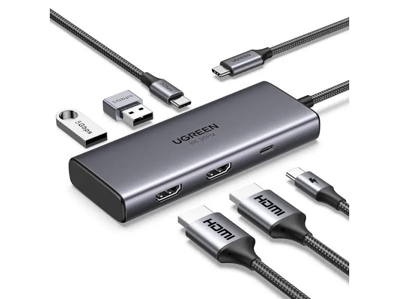 Мультипортовий адаптер UGREEN CM498 Revodok 206 6-in-1 USB-C Hub (15852)