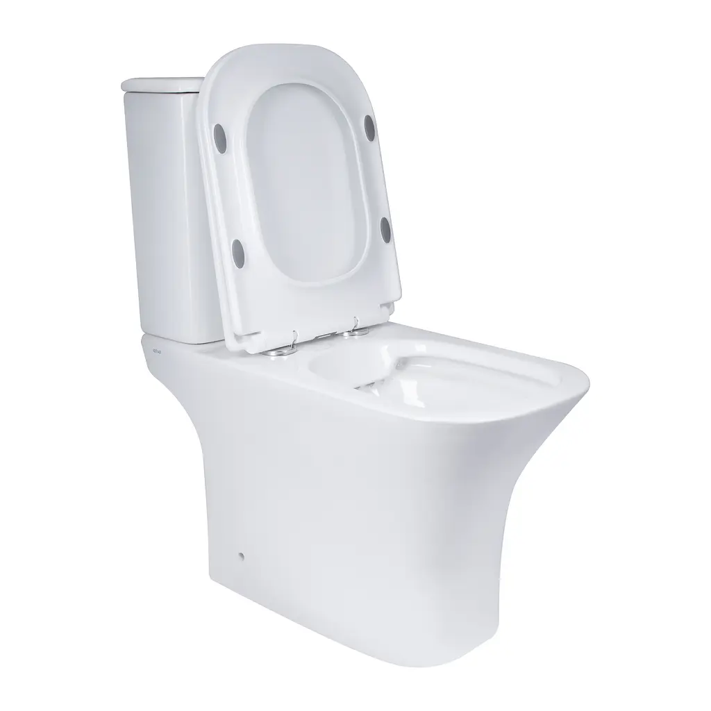 Унитаз-компакт Qtap Presto Quadro безободковый с сиденьем Soft-close QT24221215AW, Белый - фото 5