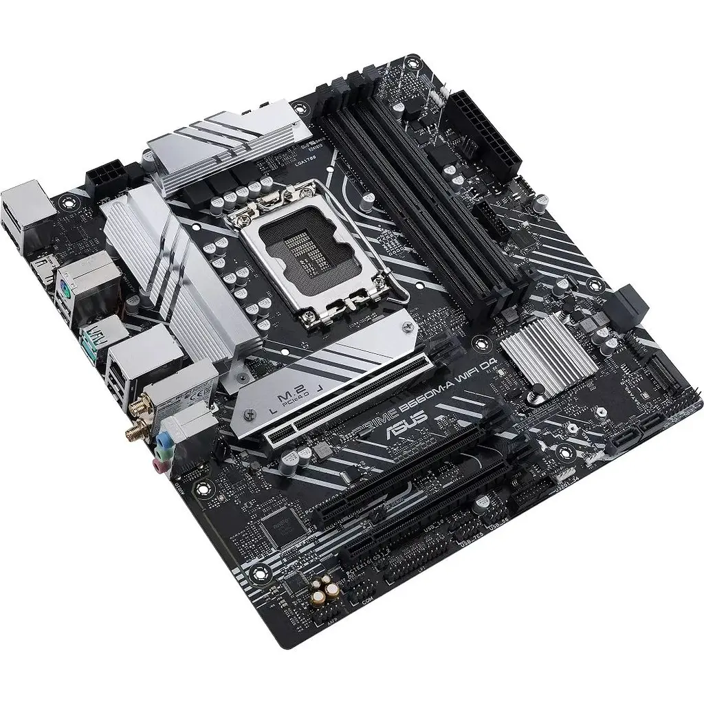 Материнська плата Asus Prime LGA1700, B660M-A WIFI D4, B660, 4xDDR4, Int.Video(CPU), 4xSATA3, 2xM.2, 1xPCI-E 16x 4.0, 2xPCI-E 16x 3.0, ALC897, GLan, WiFi 6, Bluetooth 5.2, 5xUSB3.2/6xUSB2.0, HDMI/DP, MicroATX - фото 4