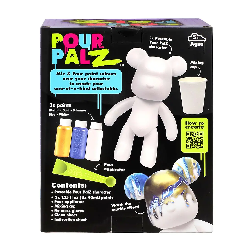 Pour Palz Набір для творчості Флюїд Арт - Ведмедик "Металевий синій" S3 Metallic ToyMonster Art.GS-G25022 - фото 7
