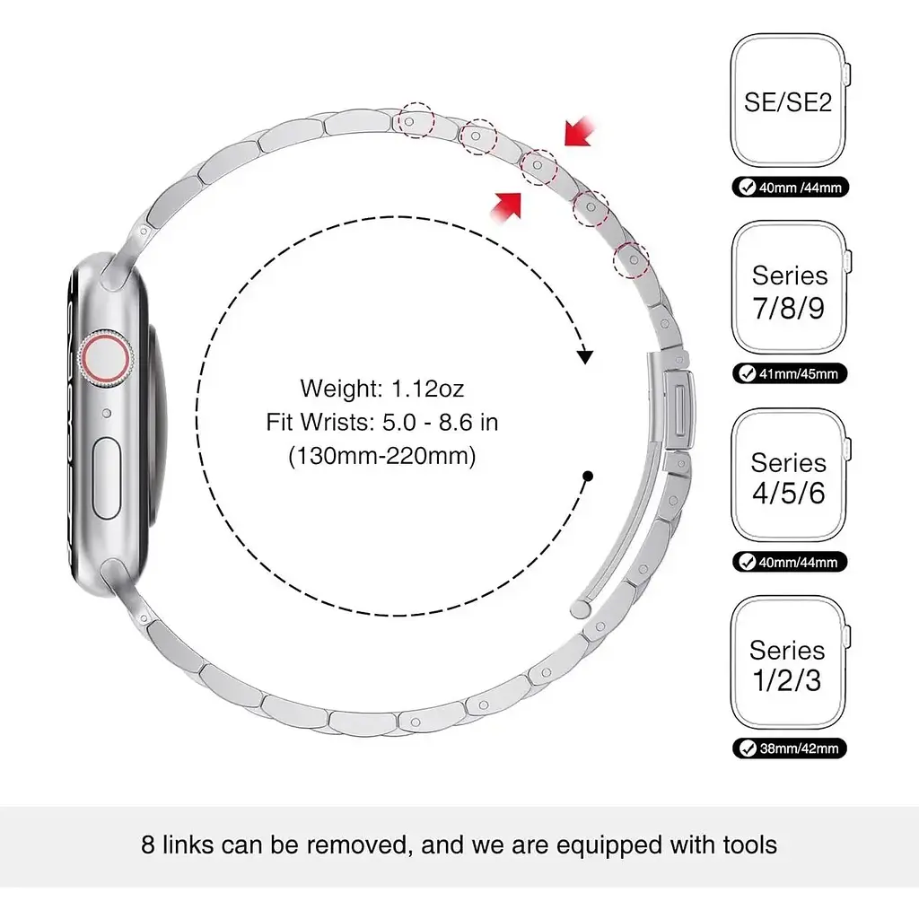 Браслет Gearyou для Apple Watch 40 мм, 38 мм, 41 мм, 44 мм, 42 мм, 45 мм металевий - фото 2
