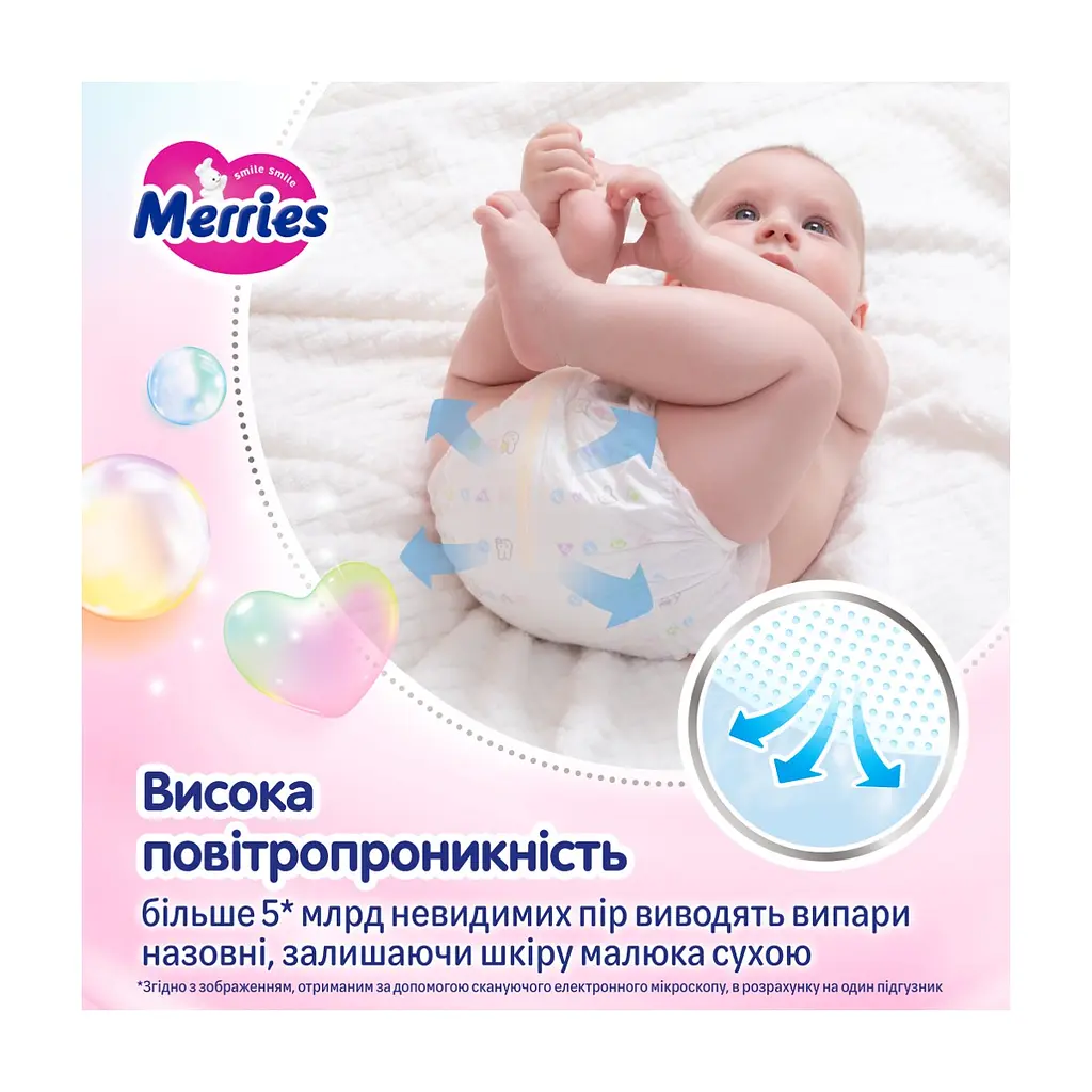 Підгузки Merries Розмір M (6-11 кг) 52 шт (4901301437716) - фото 5