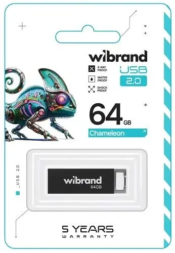 Флеш-накопичувач USB 64Gb Chameleon, Black, USB 2.0 (WI2.0/CH64U6B) Wibrand teh0029091 - фото 2