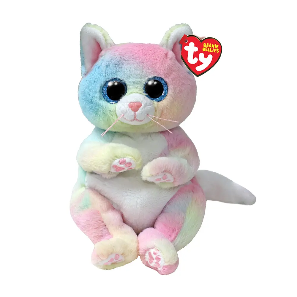 Дитяча іграшка м'яконабивна TY BEANIE BELLIES 41291 Райдужний кіт CAT