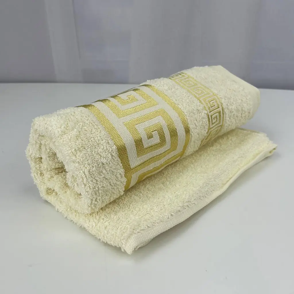 Рушник для обличчя махровий Febo Vip Cotton Grek Туреччина 6388 молочний 50х90 см - фото 2