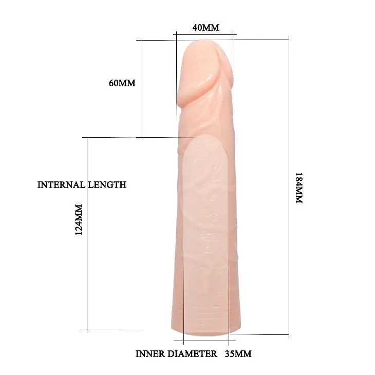 Подовжуюча насадка на член Baile Silicon Sleeve Enlarger, +6 см - фото 2