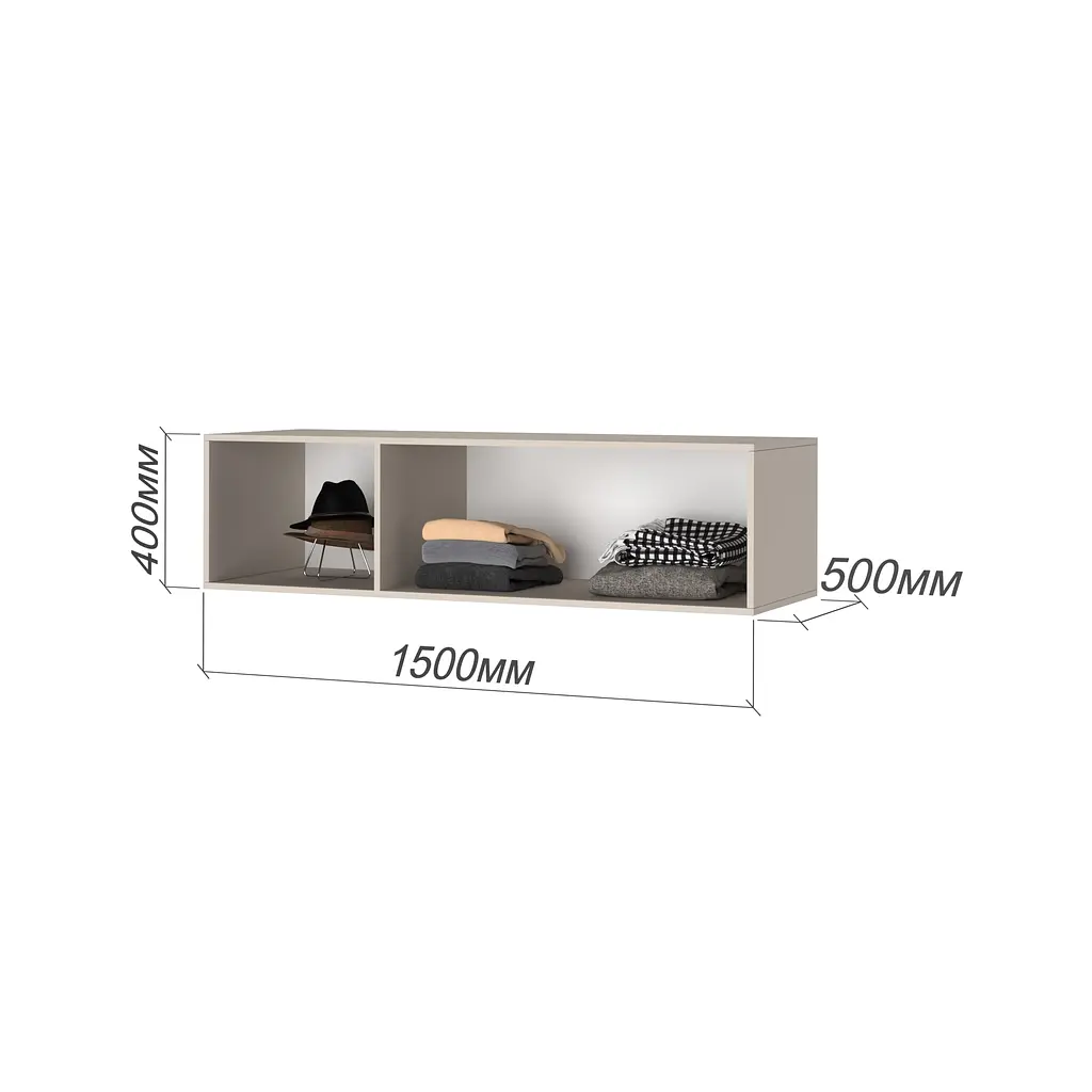 Шкаф 3-дверный с антресолью MebelStar Оскар ДСП BL-B, стандарт 150x52x260 см Аляска серый (MBS-4929) - фото 6
