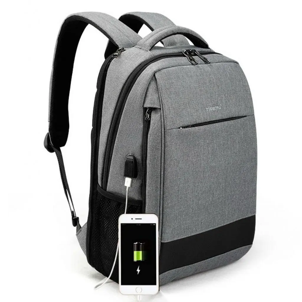 Рюкзак міський офісний Tigernu T-B3516 21л з USB для ноутбука 15.6" Grey (17052) - фото 4