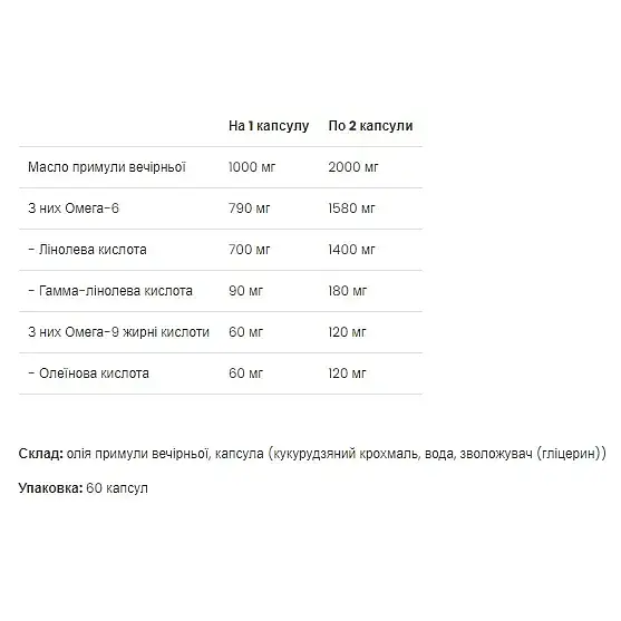 Олія вечірньої примули VPLab Ultra Women's Evening Primrose oil 60 м'яких капсул - фото 2