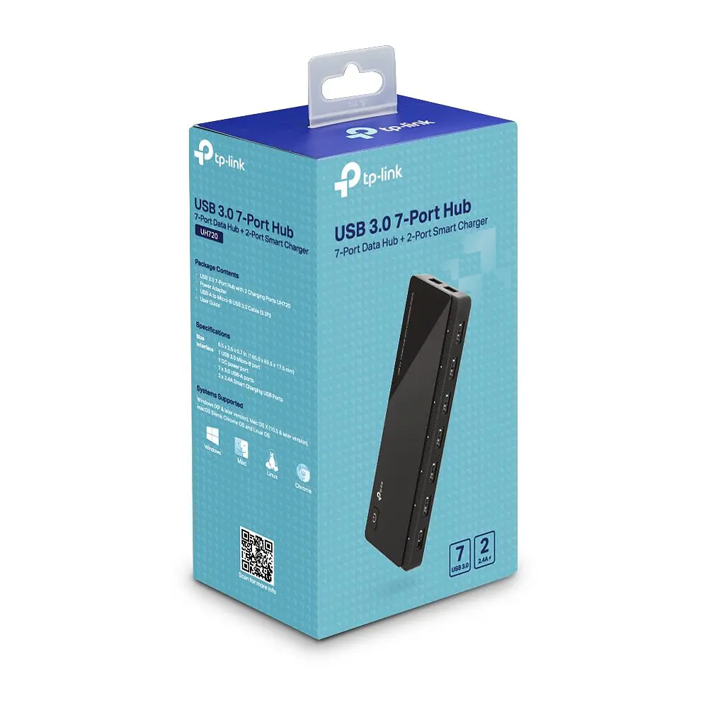 Розгалужувач USB Hub TP-Link UH-720 7 портів USB3.0 (2 порти для заряджання) - фото 7