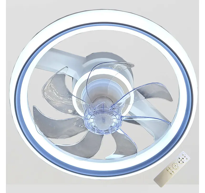 Стельова LED-люстра-вентилятор Artlight FS304GR, біла із сірою окантовкою, 73 Вт, від 10-18 м² - фото 4