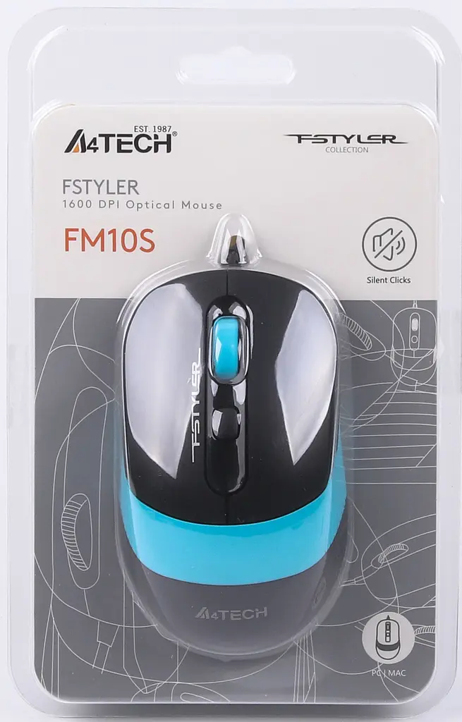 Миша A4Tech Fstyler FM10S Black/Blue - фото 7