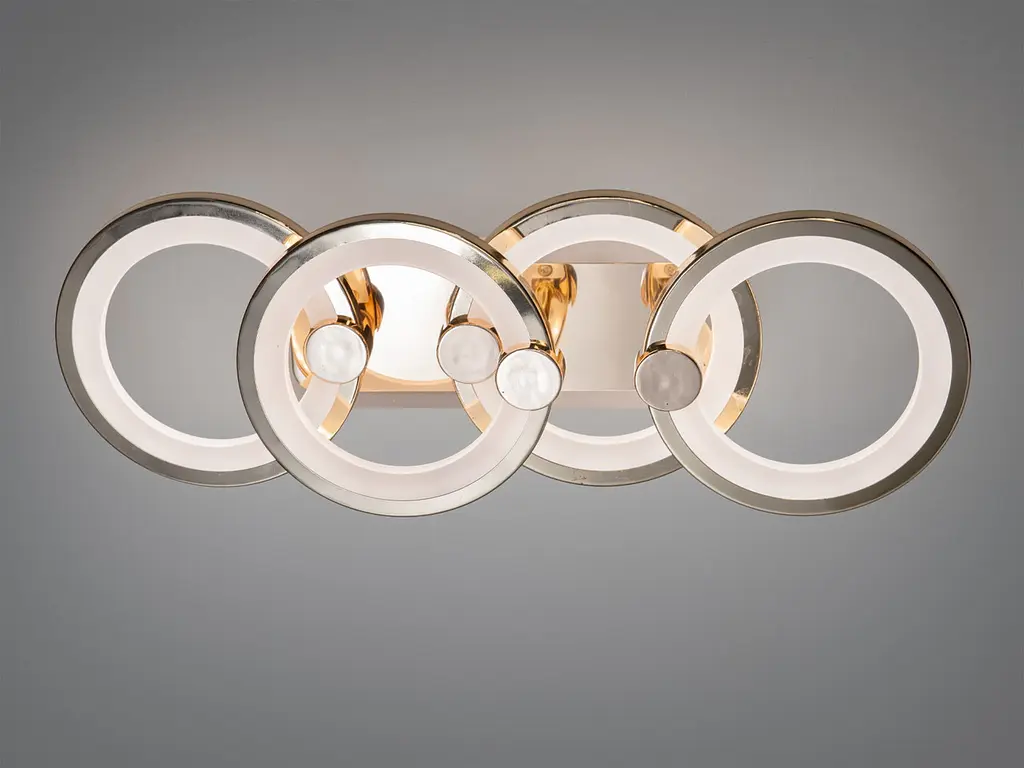 Люстра стельова LED Diasha H8022/2+2G, 65W, 3200K-6500K, золото, акрил, сучасний стиль для дому - фото 2