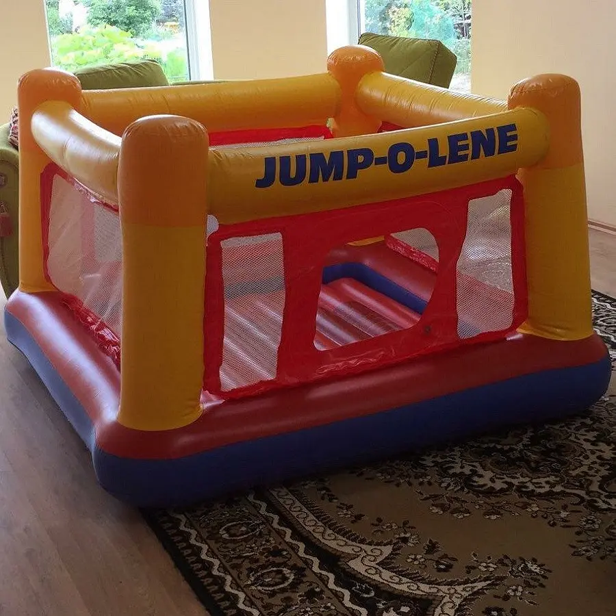 Батут дитячий надувний Intex Jump-O-Lene 174×174×112 см, манеж для стрибків з захисною сіткою, 3–6 років, 54 кг - фото 7